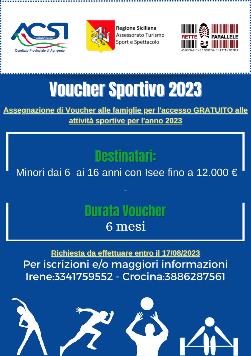 Voucher sportivo - Se sei di Naro, hai un Isee fino a 12.000 € e hai figli dai 6 ai 16…