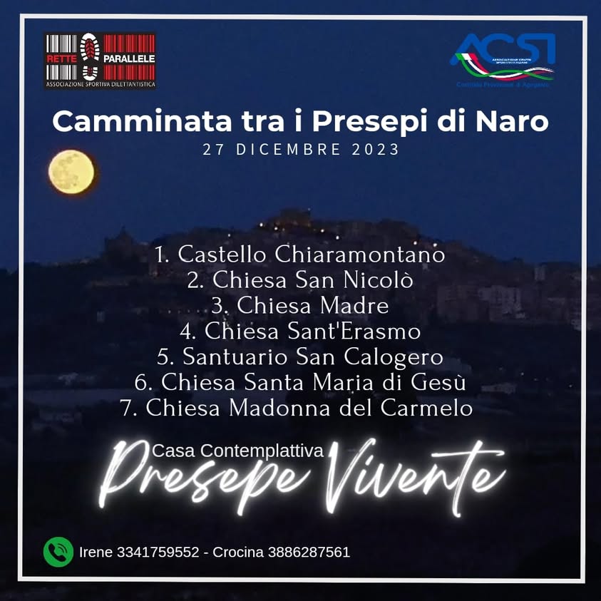Questo itinerario di 4 km ci metterà in cammino tra i Monumenti e i Presepi di Naro.