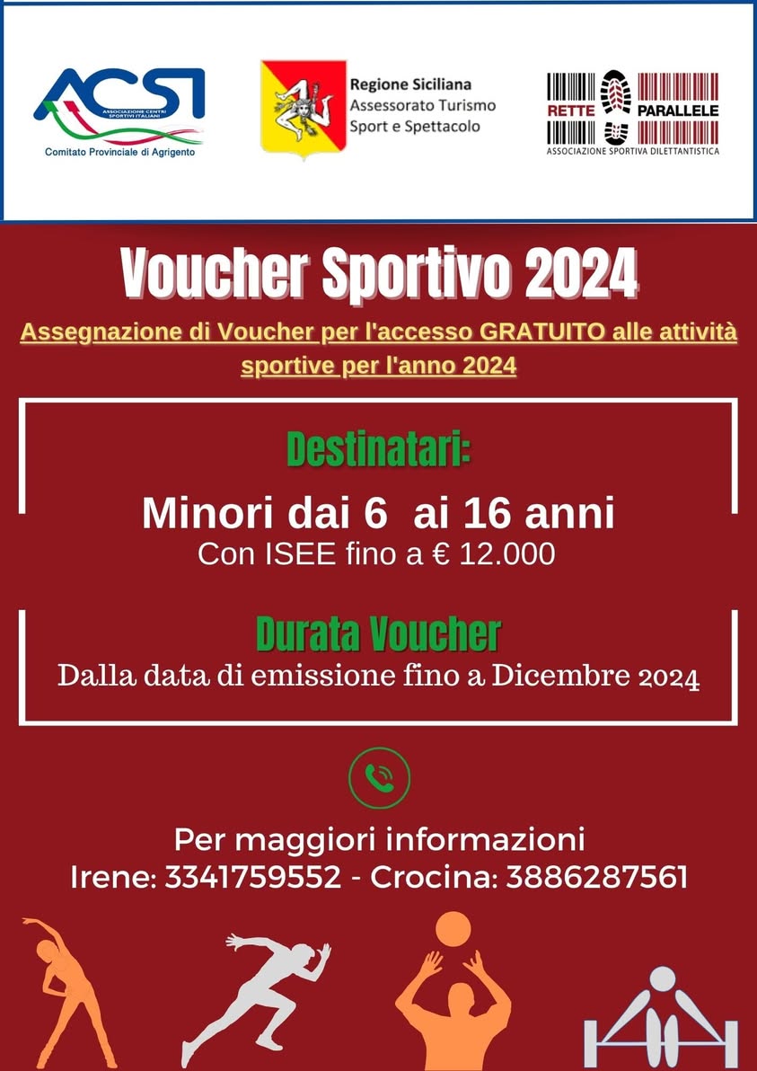ᗩTTIᐯITᗩ' ՏᑭOᖇTIᐯᗩ GRATUITA ᘜᖇᗩᘔIᗴ ᗩI Voucher Sportivi 2024 Destinatari: minori dai…