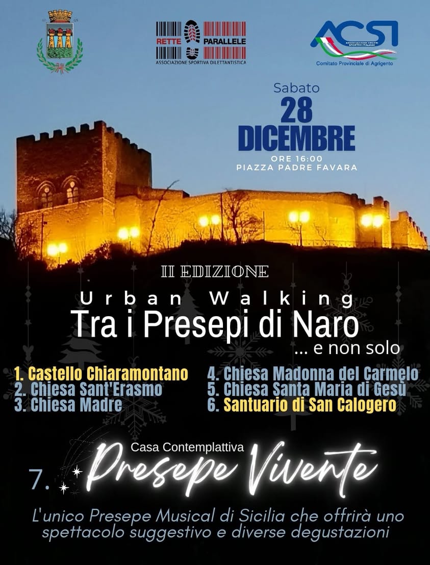 II edizione "URBAN WALKING TRA I PRESEPI DI NARO" Sabato 28 Dicembre 2024 ore 16:00…