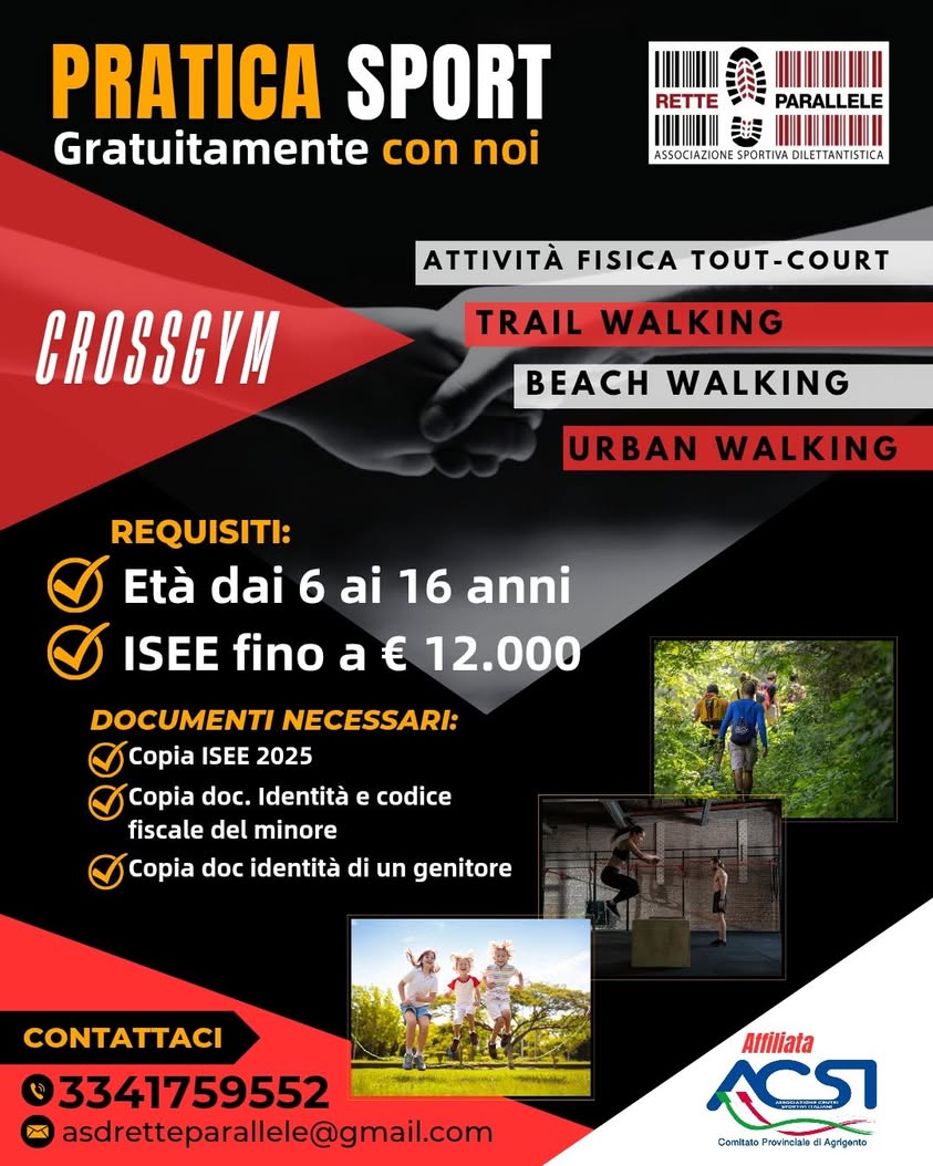 Voucher Sportivi per ragazzi dai 6 ai 16 anni con ISEE fino a €12.000 da utilizzare per…